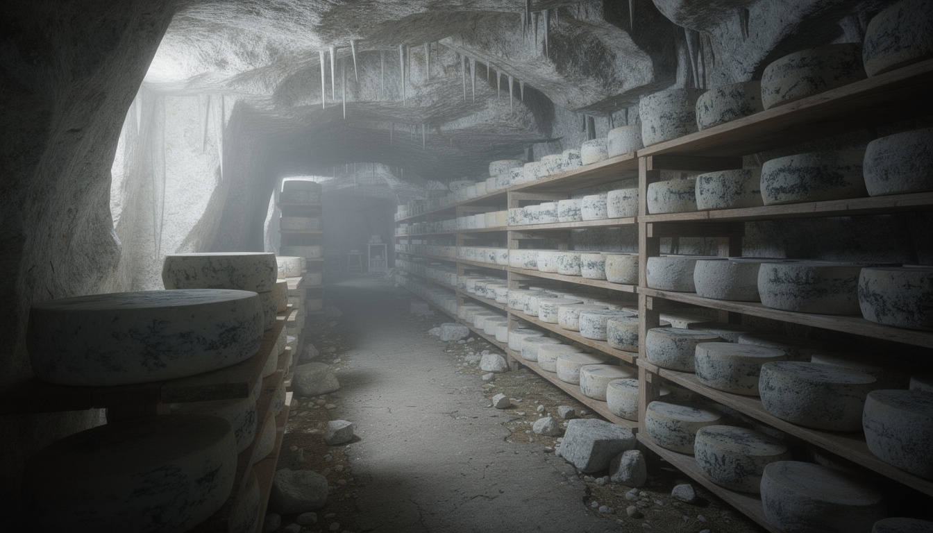 dĂ©couvrez le roquefort et ses cĂ©lĂšbres grottes du larzac, une merveille dâingĂ©nierie naturelle oĂč les fleurines jouent un rĂŽle essentiel dans lâaffinage unique de ce fromage emblĂ©matique.