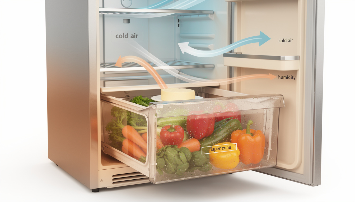 découvrez pourquoi le bac à légumes est l'endroit le plus technique du réfrigérateur à travers la thermodynamique du froid, et comment il optimise la conservation de vos aliments.