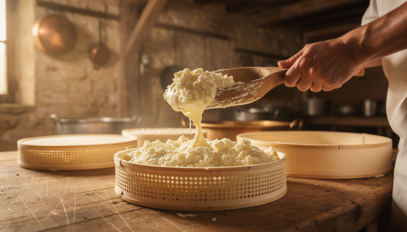 découvrez pourquoi le moulage à la louche, un geste manuel traditionnel, demeure essentiel pour préserver l'authenticité et la qualité du camembert.