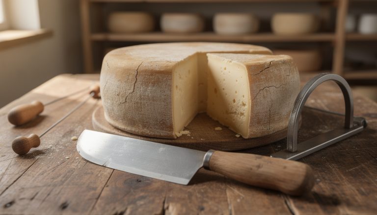 découvrez les outils spécifiques utilisés par les crémiers-fromagers pour découper une meule entière avec précision et savoir-faire.