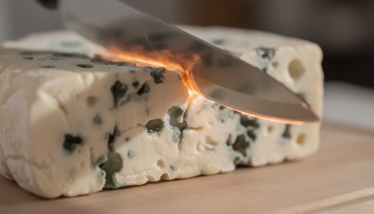 découvrez comment découper les pâtes persillées comme le roquefort sans qu'elles s'effritent, en utilisant une lame chauffée pour une coupe nette et parfaite.