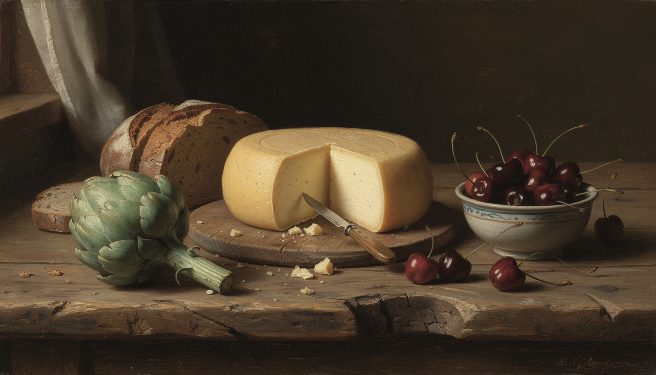 découvrez comment les natures mortes, mettant en scène le fromage, révèlent les formats et traditions fromagers d'autrefois à travers la peinture.
