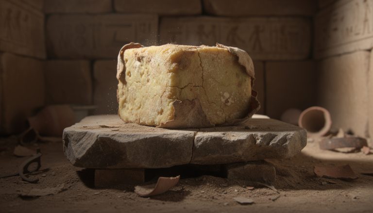 découvrez l'incroyable fromage vieux de 3000 ans retrouvé dans une tombe ancienne, et laissez-vous surprendre par son aspect exceptionnel et historique.
