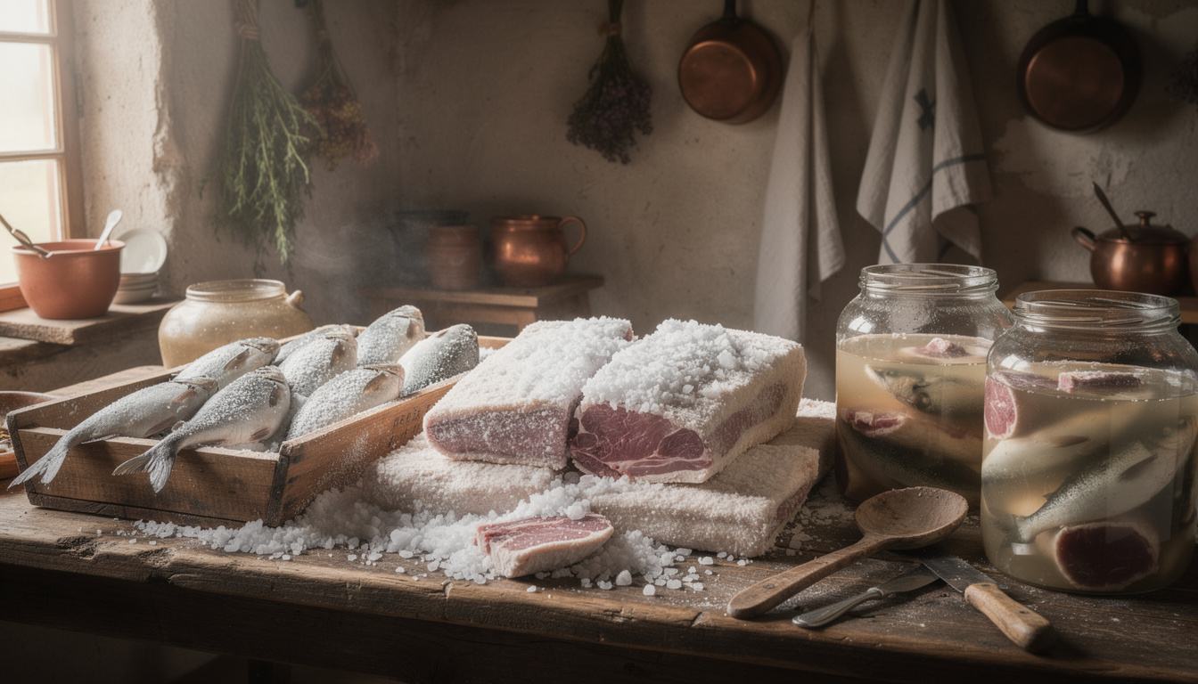 découvrez l'art du salage à travers les traditions régionales : sel sec ou saumure, une exploration détaillée des méthodes ancestrales pour préserver et sublimer les saveurs.