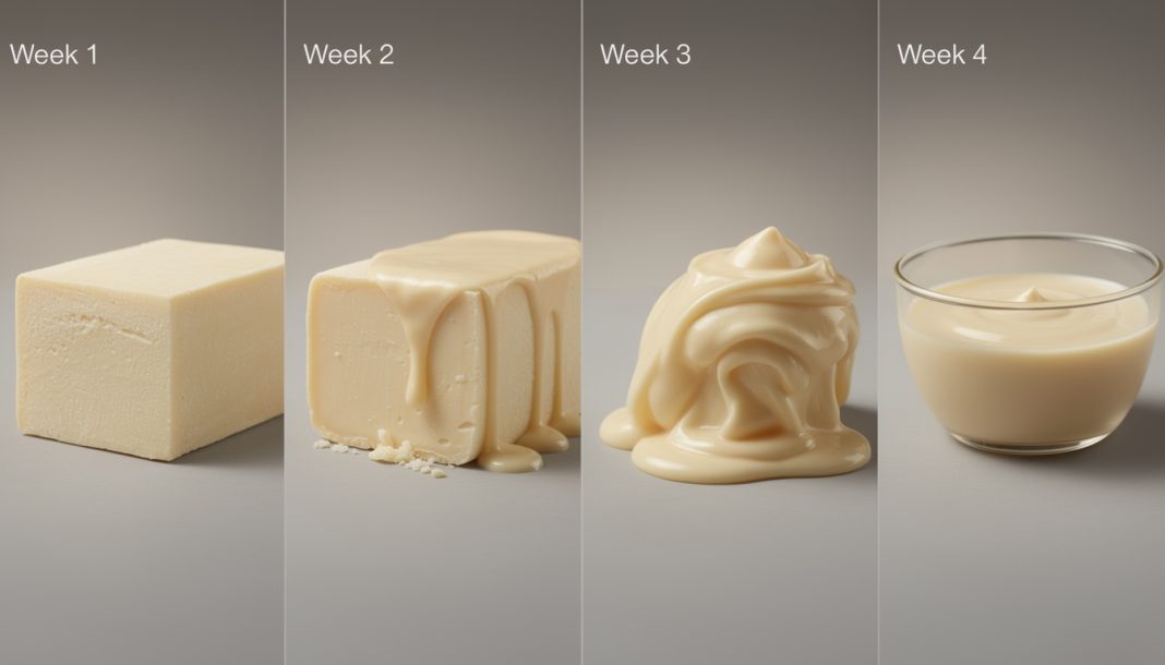 découvrez comment la texture du fromage évolue de rigide à liquide en seulement 4 semaines, explorant les transformations fascinantes qui influencent son goût et sa consistance.