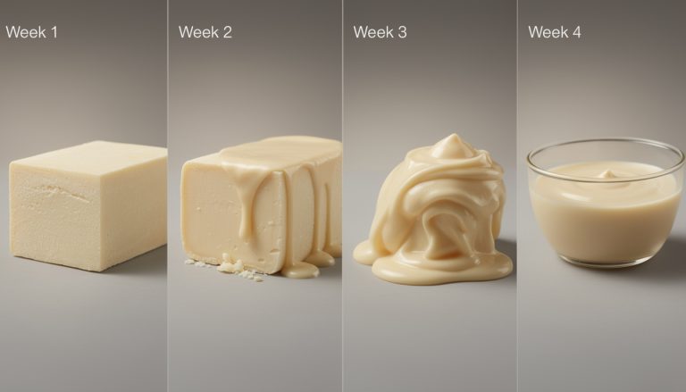 découvrez comment la texture du fromage évolue de rigide à liquide en seulement 4 semaines, explorant les transformations fascinantes qui influencent son goût et sa consistance.