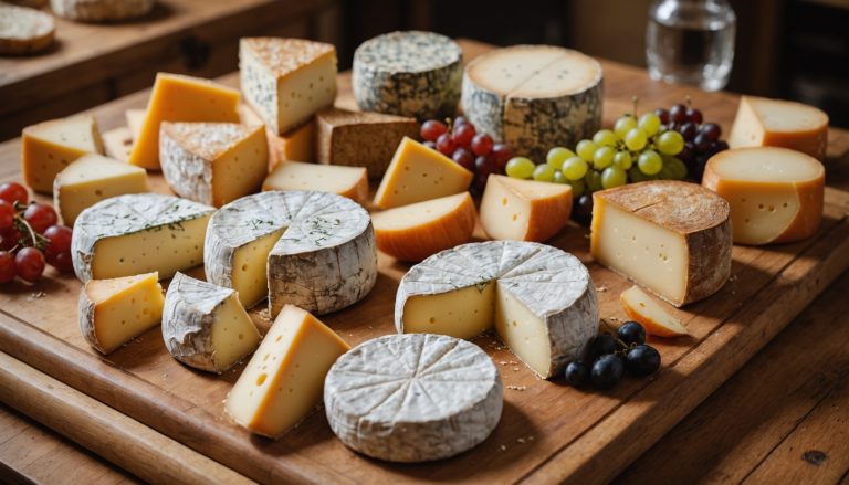 Plateau de fromages francais avec labels AOP et IGP