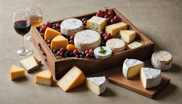 Box de fromages artisanaux avec fiches de dégustation, prête à être livrée