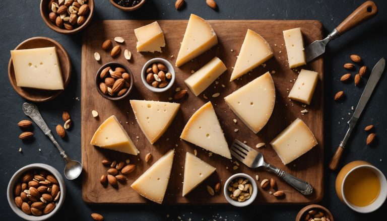 Plateau de fromages à pâte pressée cuite, comté, gruyère et parmesan, riches en protéines