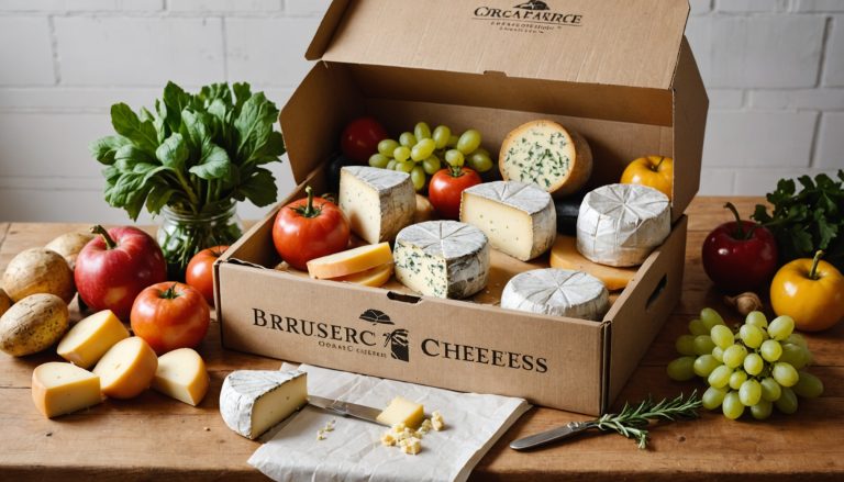 Caisse en bois de fromages artisanaux bio prête pour la livraison à domicile