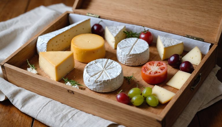 Camembert, fromage à pâte dure et chèvre frais emballés dans du papier fromager au réfrigérateur