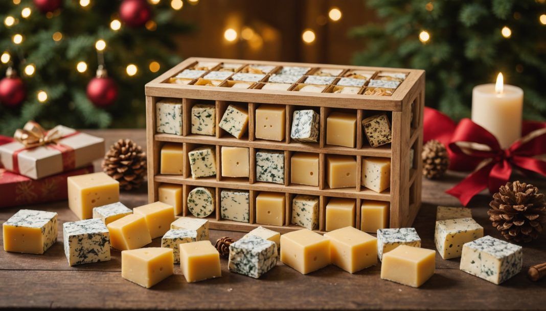 Calendrier de l'avent fromage 2026 rempli de portions de fromages artisanaux