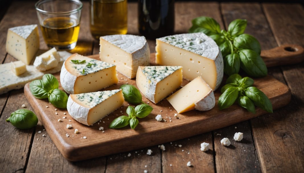 Plateau de fromages italiens DOP : parmesan, gorgonzola, mozzarella et pecorino