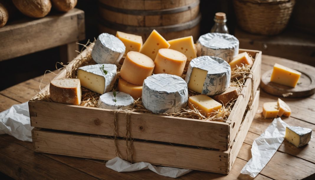 Crate de fromages affinés emballés pour une expédition réfrigérée à l'étranger